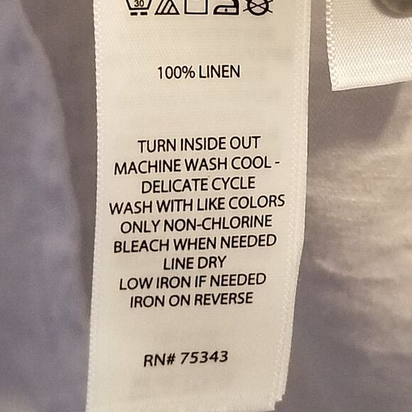 Sigrid Olsen 1X Top White 100% Linen Button Front V Neck Beach Coastal Lagenlook - Picture 7 of 9